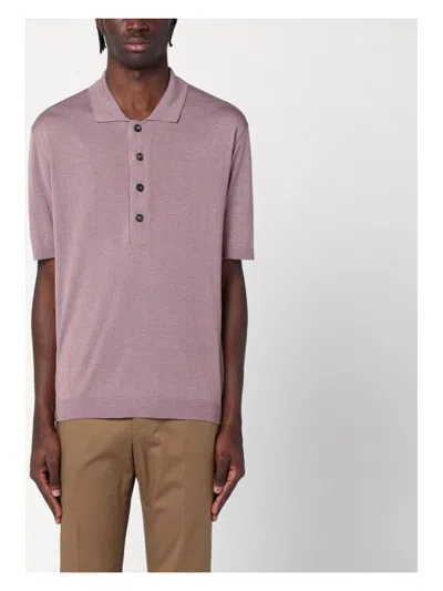 TAGLIATORE MEN'S LILAC SILK-BLEND POLO SHIRT