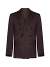 Tagliatore Men Linen And Wool-blend Double-breasted Blazer In Burgundy