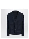 Tagliatore Blue Linen Short Blouson In Blue