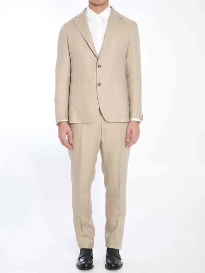 Tagliatore Men Linen Two-piece Suit In Cream