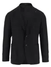 Tagliatore Ribbed-knit Blazer With Tailored Fit In Black