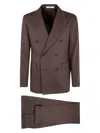 Tagliatore Double-breasted Suit Trousers Structured Shoulders In Brown