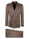 Tagliatore Double-breasted Suit Trousers Structured Shoulders In Green