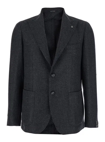 Tagliatore Single-breasted Cashmere Jacket In Gray