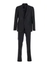 Tagliatore Black Single-breasted Suit With Notched Revers In Wool Man