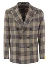 Tagliatore Checked Double-breasted Blazer In Tobacco