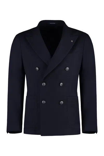 TAGLIATORE MEN'S NAVY DOUBLE-BREASTED WOOL JACKET