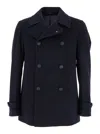 Tagliatore Blue Double-breasted Coat With Wide Notched Revers In Blue
