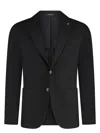 Tagliatore 110s Stretch Virgin Wool Tailored Single-breasted Jacket In Black