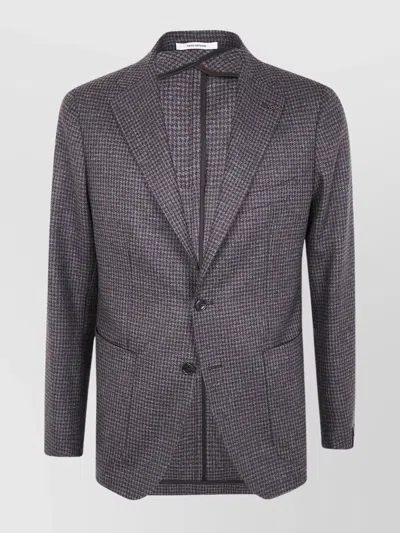 TAGLIATORE MEN'S SINGLE-BREASTED HOUNDSTOOTH JACKET WITH CHEST AND FRONT POCKETS