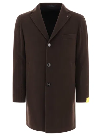Tagliatore Men's Single Breasted Wool Coat In Brown