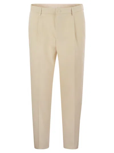 Tagliatore Stretch Cotton-blend Trousers In Neutral