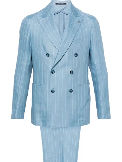 Tagliatore Men's Suit With Logo In Blue