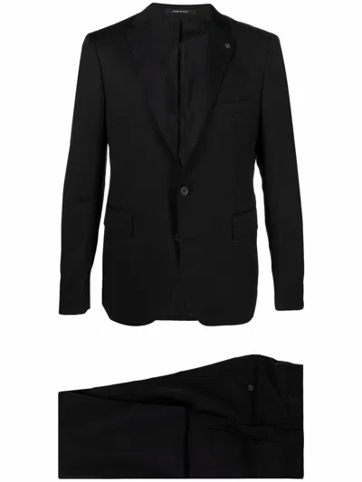 Tagliatore Men Two Bottoms Suit In Black