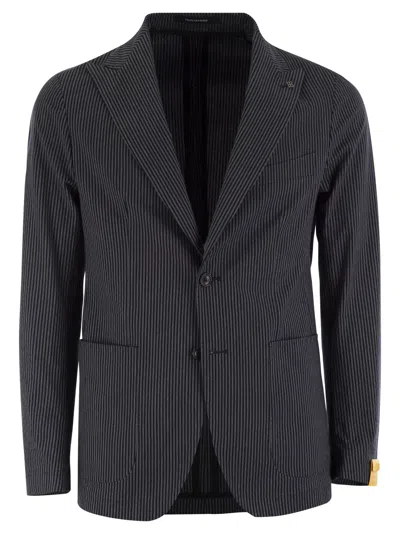 Tagliatore Men Two-button Pinstripe Jacket In Blue