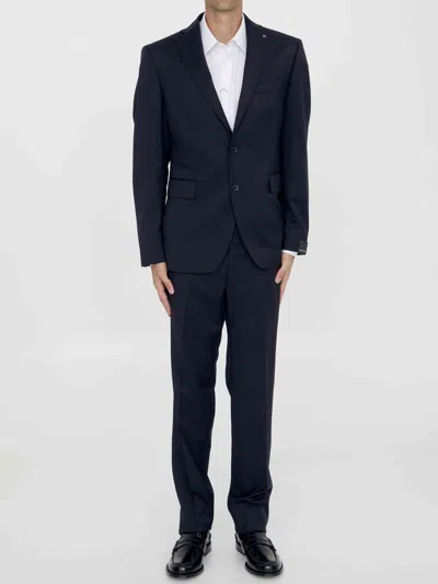Tagliatore Two-piece Suit In Wool And Silk Blend In Blue