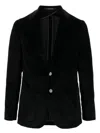 Tagliatore Velvet Jacket Buttoned Cuffs In Black