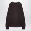 Tagliatore Wool Crew Neck Pullover With Raglan Sleeves In Brown