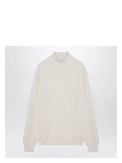TAGLIATORE MEN'S WHITE VIRGIN WOOL TURTLENECK SWEATER | SIZE 46 | DORKGSI24 COLOR 01