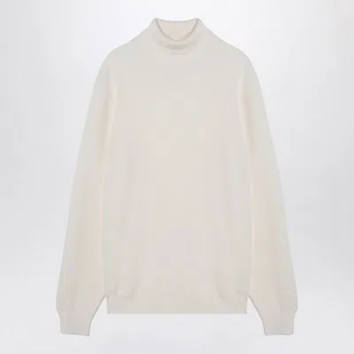 TAGLIATORE MEN'S WHITE VIRGIN WOOL TURTLENECK SWEATER | SIZE 46 | DORKGSI24 COLOR 01