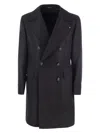 Tagliatore 'arden' Blue Long Double-breasted Coat In Black