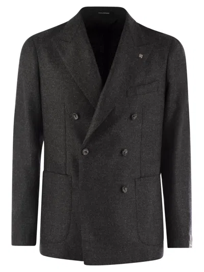 Tagliatore Men Wool And Cashmere Double-breasted Jacket In Multicolor