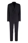 Tagliatore Wool And Cashmere Double-breasted Suit In Blue