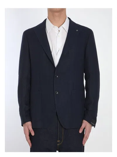 TAGLIATORE MEN'S WOOL AND LINEN SINGLE-BREASTED JACKET