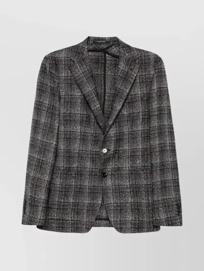 TAGLIATORE MEN'S WOOL BLEND CHECKED PATTERN JACKET