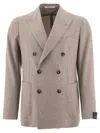 Tagliatore Wool Blend Double-breasted Blazer In Grey