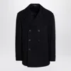 Tagliatore Blue Wool Blend Short Double-breasted Coat In Blue