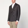 Tagliatore Brown Wool Double-breasted Jacket In Black