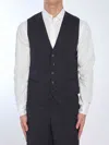 Tagliatore Wool Vest With Adjustable Buckle Strap In Black