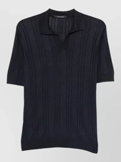 Tagliatore Mens Polo Shirt Short Sleeves Ribbed Collar In Blue