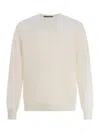 Tagliatore Silk & Cotton Crewneck Sweater In Crema