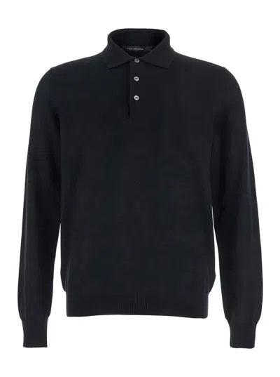 Tagliatore Merinos Polo Manica Lunga In Black