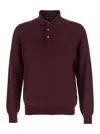 Tagliatore Bordeaux Long-sleeved Polo Shirt In Burgundy