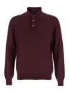 Tagliatore Bordeaux Long-sleeved Polo Shirt In Brown