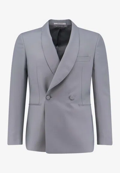 Tagliatore Merrill Double-breasted Tuxedo Blazer In Gray