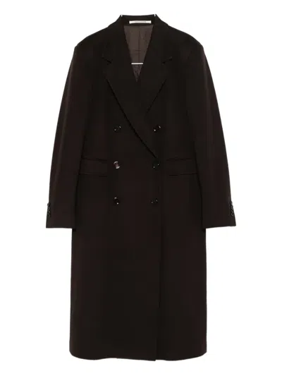 Tagliatore Double-breasted Coat Notched Lapels In Brown