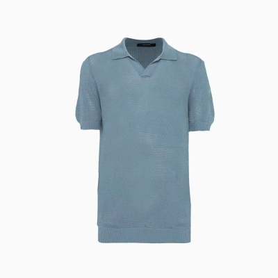 Tagliatore Mesh Polo Shirt In Azzurro