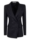 Tagliatore Metallic Tweed Double-breasted Blazer In Black