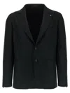 Tagliatore Square Pattern Blazer With Multiple Pockets In Black