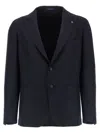 Tagliatore Square Pattern Blazer With Multiple Pockets In Black