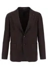 Tagliatore Square Pattern Blazer With Lapel And Pockets In Brown