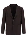 Tagliatore Square Pattern Blazer With Lapel And Pockets In Brown