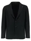 Tagliatore Square Pattern Blazer With Multiple Pockets In Black