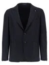 Tagliatore Square Pattern Blazer With Multiple Pockets In Black