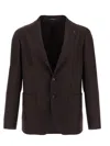Tagliatore Square Pattern Blazer With Lapel And Pockets In Brown
