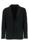 Tagliatore Square Pattern Blazer With Multiple Pockets In Black